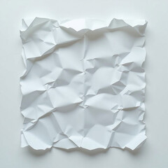 White crumpled and creased recycle paper isolated on light background.