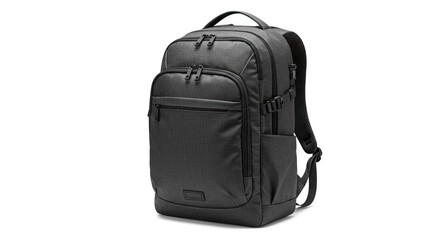 Modern Black Backpack Isolated on White.