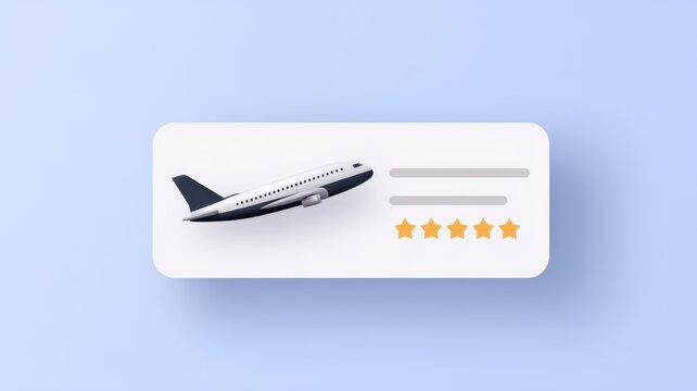 aviation business logistics customer service. Airplane illustration with a rating system for travel services.