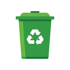 A green color recycle garbage can vector illustration
