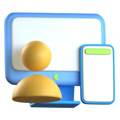 Video call screen 3D Icon colorful style