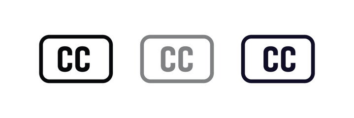 Closed caption icon linear logo isolated on white background.