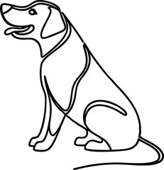 Sitting dog outline happy panting vector