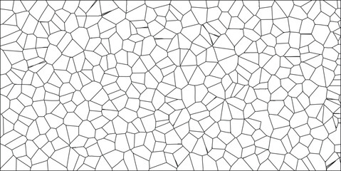 Obraz premium Abstract black and white pattern illustration of a voronoi diagram cell structure depicting a complex geometric design for backgrounds and textures.
