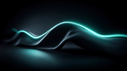Dark wavy surface with glowing cyan light flowing across 49 abstract background