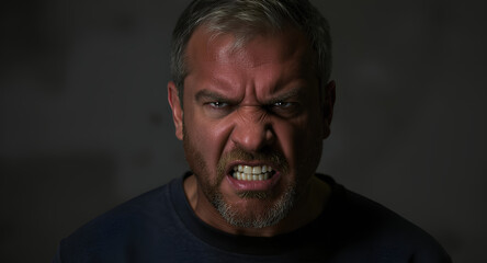 Obraz premium Man's angry face showing frustration and rage