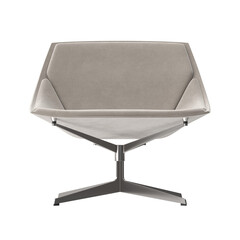 Light Beige Fabric Modern Lounge Chair 3D Render Front View Isolated Transparent Background