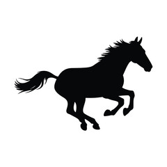 Running Horse Silhouette on White Background Equestrian Vector Illustration