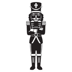 Standing tall by the tree – Nutcracker soldier silhouette rendered in elegant Nutcracker soldier vector – Nutcracker soldier illustration – Christmas silhouette

