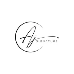 Black and White Aj Monogram Logo in a Circle, 