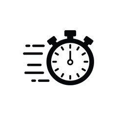 Stopwatch icon with motion lines representing speed or time efficiency