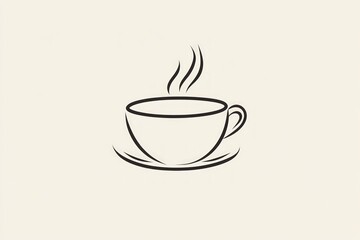 Simple line drawing of a steaming coffee cup