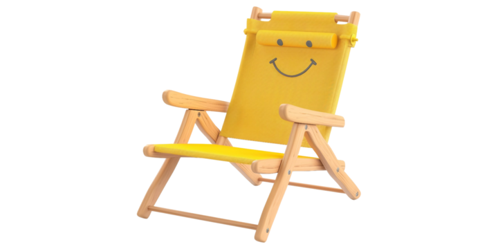 A yellow smiling chair with transparent background