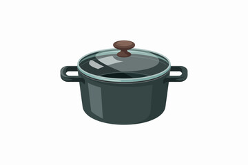 Elegant Black Cooking Pot with Glass Lid and Brown Knob for Gourmet Kitchen Creations and Healthy Meals