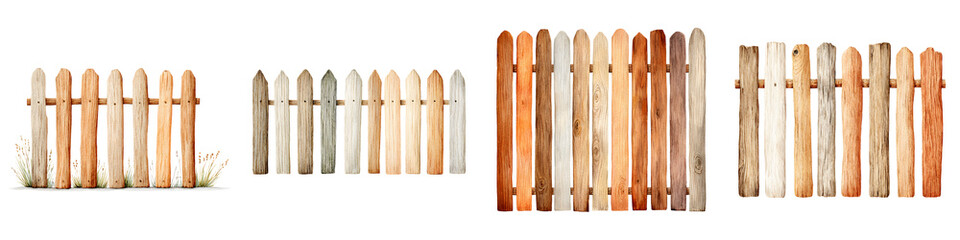 Rustic Wooden Fences Set: Farmhouse Style Boundary Elements