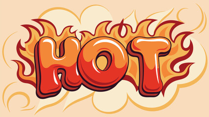 HOT cartoon typography with fire outline and fun playful design style
