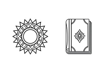 Sun and book icons symbol graphic