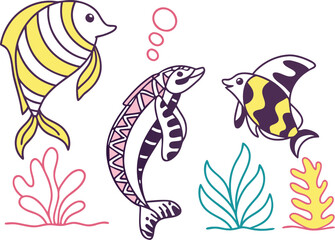 set of sea animals
