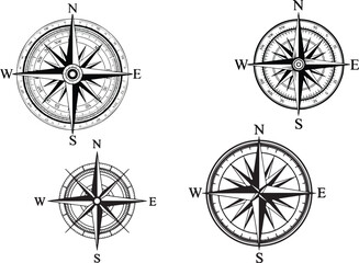 Vintage Compass Rose Vector &ndash; Black and White Navigation Design