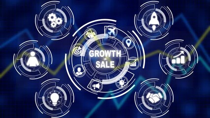 Sales growth, increase sales or business growth concept, Abstract business graph technology background with alpha channel, 4K vIdeos motion graphics. - Powered by Adobe