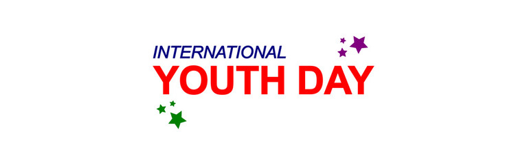 Fototapeta premium International Youth Day 12 August vector text emblem, modern celebration label design for awareness, poster, and digital use