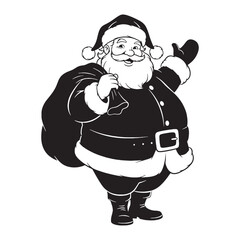 Beard, belt, and holiday cheer – Santa Claus silhouette designed in smooth Santa Claus vector – Santa Claus illustration – Christmas silhouette

