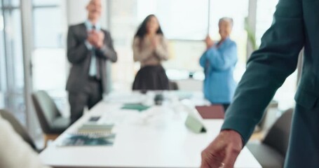 Office, applause and business people shaking hands for deal, success or financial acquisition. Team, clapping and handshake for partnership celebration, b2b merger or congratulations for investment - Powered by Adobe