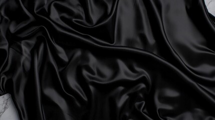 Obraz premium A black satin fabric with a smooth texture and a slight sheen.