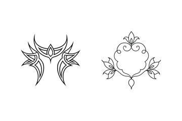 Tribal tattoo design and floral ornament black and white