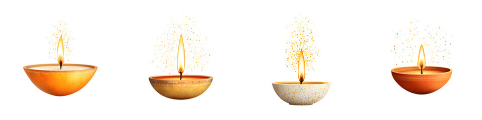 Diwali Lamps: Traditional Indian Oil Lamps with Sparkles
