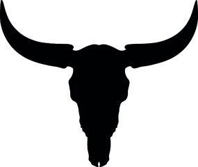 Black longhorn skull silhouette western icon