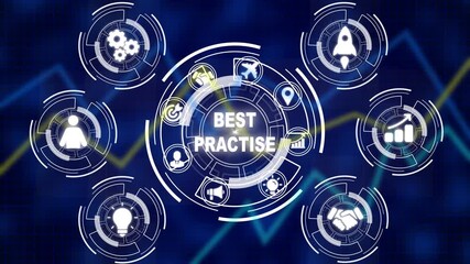 Business, Technology, Internet and network concept. BEST PRACTICE successful business concept. a futuristic holographic advanced HUD circle platform, success business graph arrow technology background - Powered by Adobe
