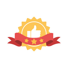 Top rating and review badge with star and ribbon, symbolizing quality, feedback, and success. Vector illustration of evaluation, score, and client satisfaction on a transparent background.