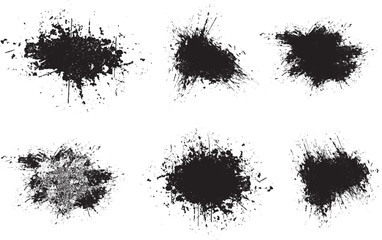 a set of black ink splatters on a white background, black ink splashes, Black grunge ink splatter vector illustration