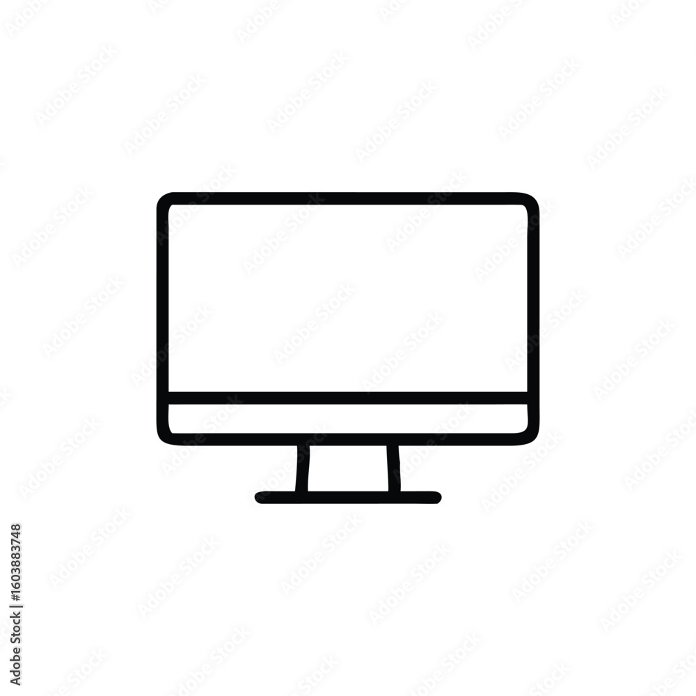 Poster line art vector icon of a web portal dashboard on a computer monitor. clean silhouette design ideal 