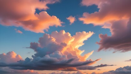 Sunset clouds painted with fiery hues create a beautiful natural spectacle in the sky.