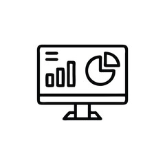 Professional line art icon of a web portal dashboard on a monitor. Great for web development visuals, backend systems, and data-driven designs silhouette vector