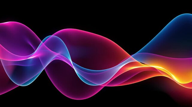 Beautiful, hypnotic sine waves of flowing color move in harmony, creating a captivating abstract background perfect for visual themes of sound, energy, and movement