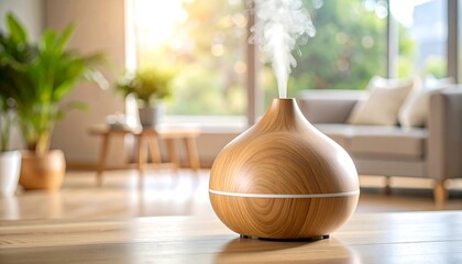 Aroma Diffuser Releasing Scented Mist in Living Room