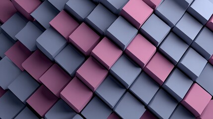 Fototapeta premium Abstract Geometric Background with Purple and Gray Cubes 3D Render