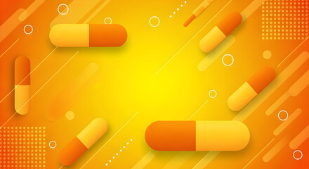 Vibrant Abstract Yellow Orange Gradient Background with Geometric Shapes and Light Effects