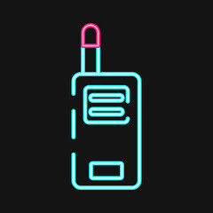 Icon walkie talkie. Military and war elements. Icon in neon style.