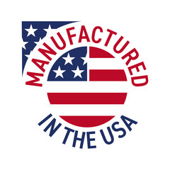 Manufactured in USA Badge with American flag
