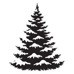 A wintry icon of celebration – Christmas tree silhouette polished into bold Christmas tree vector – Christmas tree illustration – Christmas silhouette

