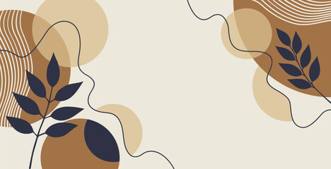 A Modern Abstract Background Design Featuring Beautiful Organic Shapes and Fresh Leaves