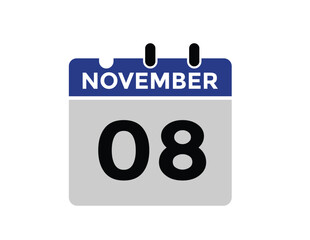 9 November, calendar date icon. 9 November Calendar Date for Deadlines or Appointment. Day, month. vector illustration.

