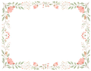 Fototapeta premium フローラルなピンク色の花のフレーム