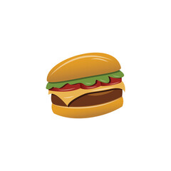 Deliciously Illustrated Hamburger with Fresh Ingredients and Cheese