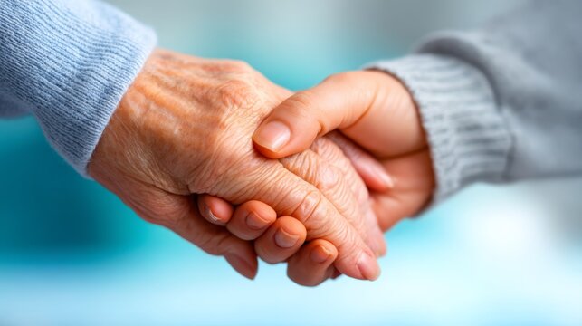 Comfort and Companionship in Affordable Care: Senior Couple Holding Hands in Low-Income Nursing Home Room