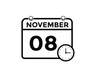 9 November, calendar date icon. 9 November Calendar Date for Deadlines or Appointment. Day, month. vector illustration.
